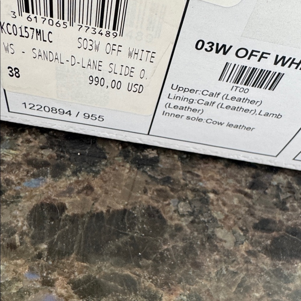 Christian Dior d-lane off white gold logo perforated flats slides sandals sz 38 - Picture 10 of 10